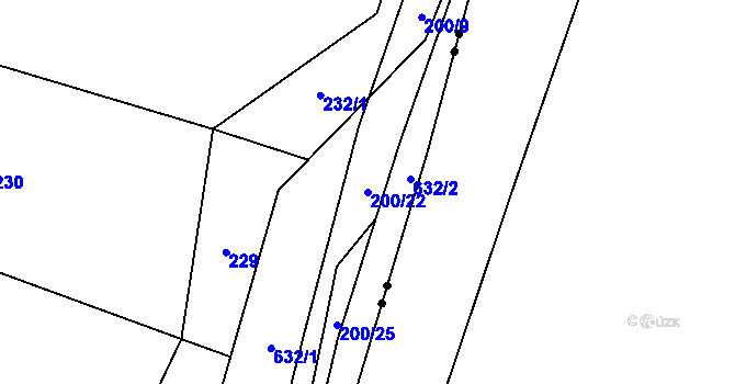 Parcela st. 200/22 v KÚ Kačerov, Katastrální mapa