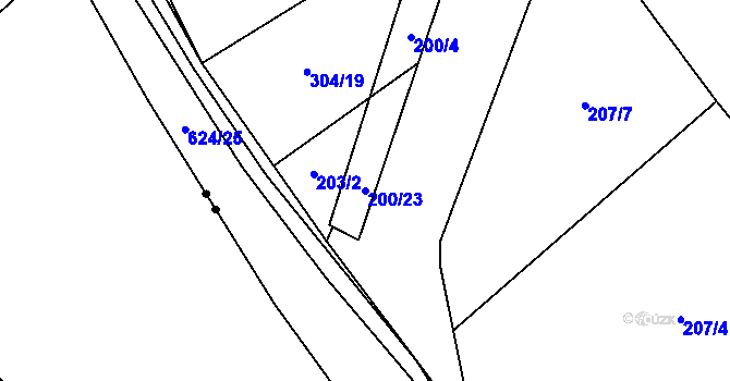 Parcela st. 200/23 v KÚ Kačerov, Katastrální mapa