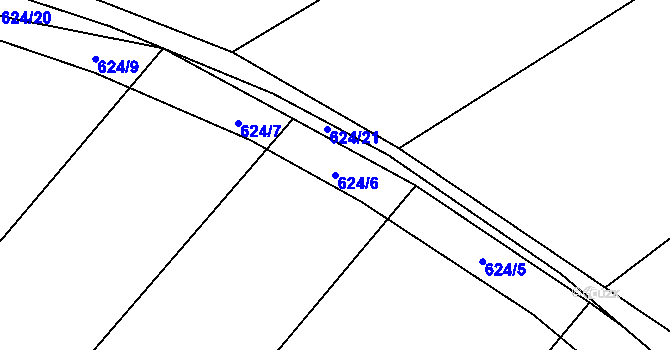 Parcela st. 624/6 v KÚ Kačerov, Katastrální mapa