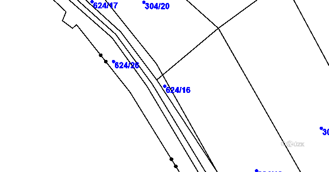 Parcela st. 624/16 v KÚ Kačerov, Katastrální mapa