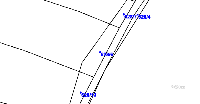 Parcela st. 628/6 v KÚ Kačerov, Katastrální mapa