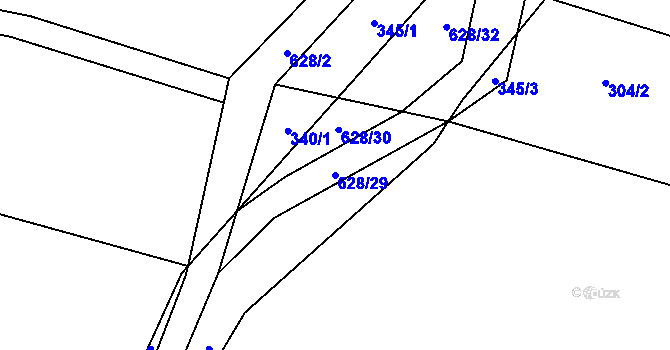 Parcela st. 628/29 v KÚ Kačerov, Katastrální mapa