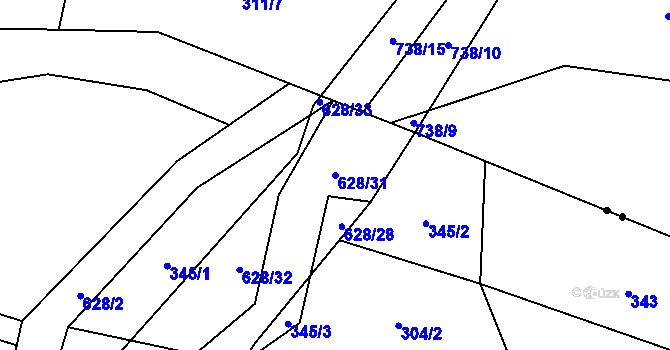 Parcela st. 628/31 v KÚ Kačerov, Katastrální mapa