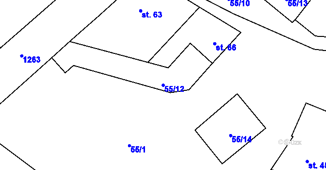 Parcela st. 55/12 v KÚ Němčice u Volyně, Katastrální mapa