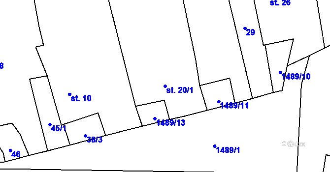 Parcela st. 20/1 v KÚ Němčice u Kdyně, Katastrální mapa