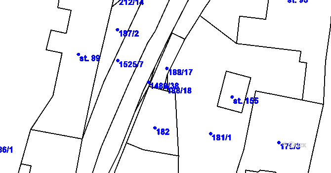 Parcela st. 188/18 v KÚ Němčice u Kdyně, Katastrální mapa