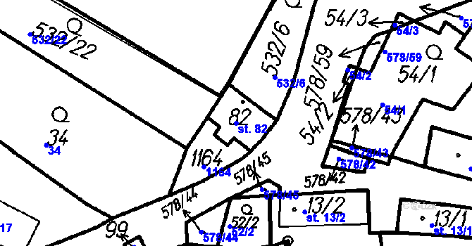 Parcela st. 82 v KÚ Němčice u Klatov, Katastrální mapa