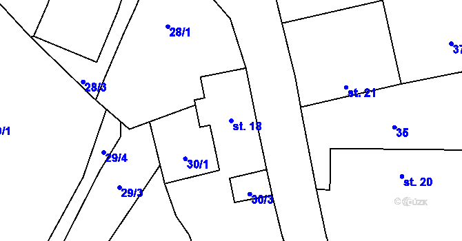 Parcela st. 18 v KÚ Třebíšov, Katastrální mapa