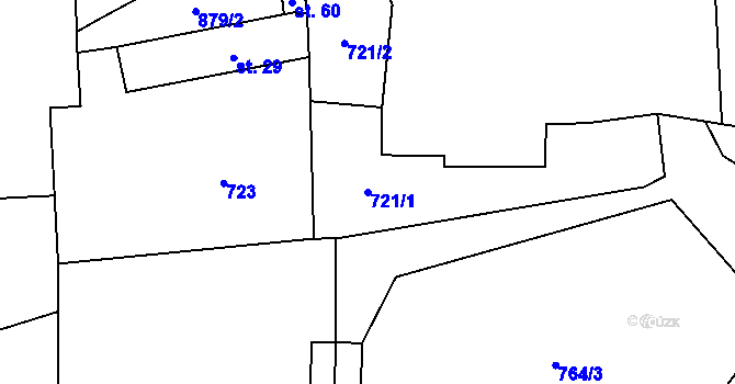 Parcela st. 721/1 v KÚ Třebíšov, Katastrální mapa