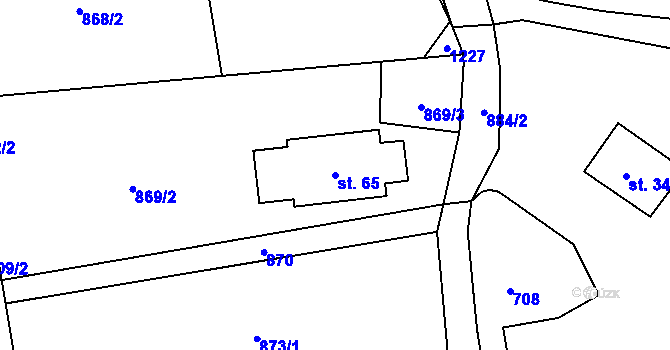 Parcela st. 65 v KÚ Třebíšov, Katastrální mapa