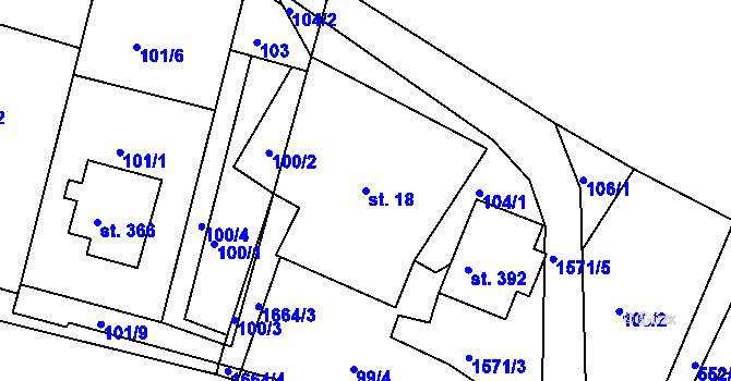 Parcela st. 18 v KÚ Němčice u České Třebové, Katastrální mapa