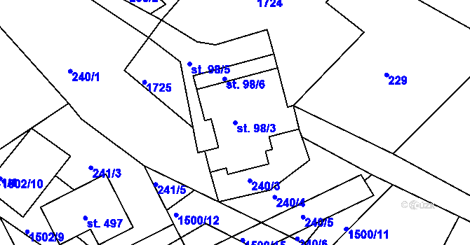 Parcela st. 98/3 v KÚ Němčice u České Třebové, Katastrální mapa