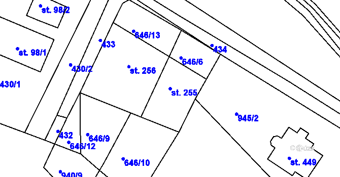 Parcela st. 255 v KÚ Němčice u České Třebové, Katastrální mapa
