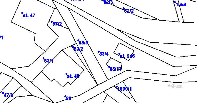 Parcela st. 83/4 v KÚ Němčice u České Třebové, Katastrální mapa