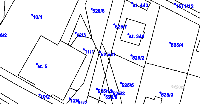 Parcela st. 525/11 v KÚ Němčice u České Třebové, Katastrální mapa