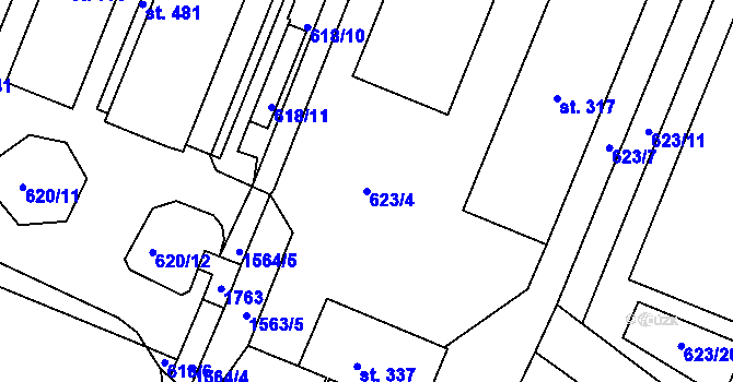 Parcela st. 623/4 v KÚ Němčice u České Třebové, Katastrální mapa