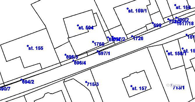 Parcela st. 697/1 v KÚ Němčice u České Třebové, Katastrální mapa