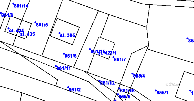 Parcela st. 423/1 v KÚ Němčice u České Třebové, Katastrální mapa