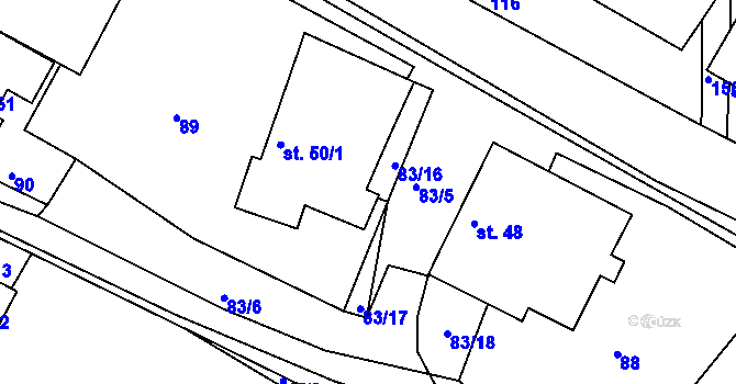Parcela st. 50/2 v KÚ Němčice u České Třebové, Katastrální mapa