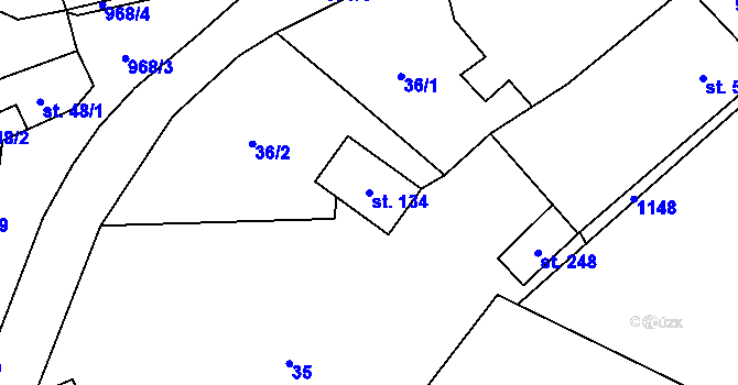 Parcela st. 134 v KÚ Němčice, Katastrální mapa