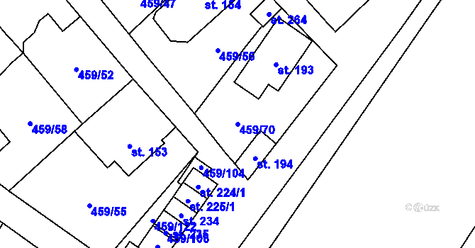 Parcela st. 459/70 v KÚ Němčice, Katastrální mapa