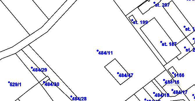 Parcela st. 484/11 v KÚ Němčice, Katastrální mapa