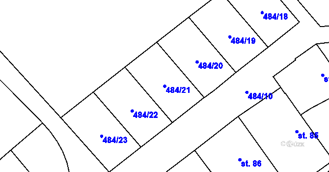 Parcela st. 484/21 v KÚ Němčice, Katastrální mapa