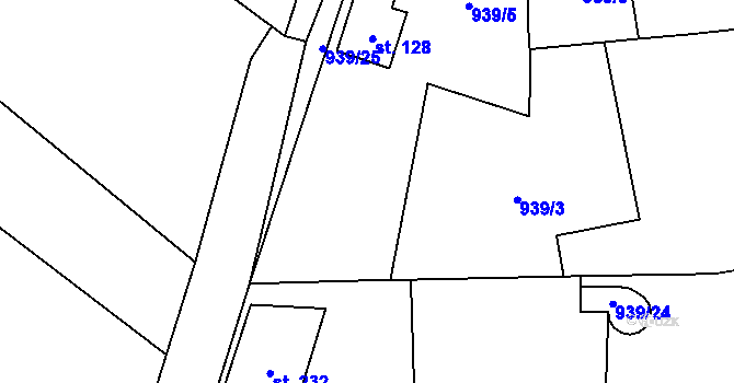 Parcela st. 939/11 v KÚ Němčice, Katastrální mapa