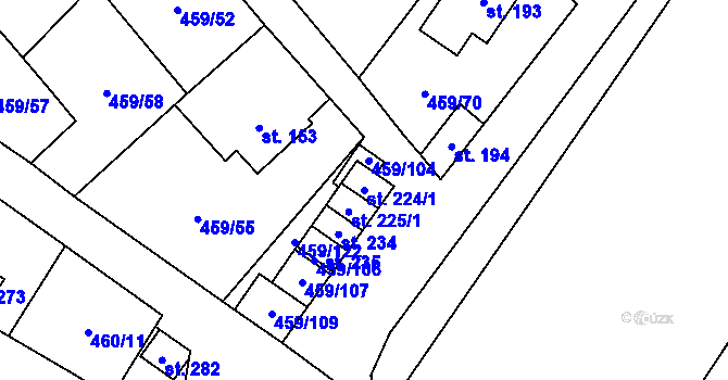 Parcela st. 224/1 v KÚ Němčice, Katastrální mapa