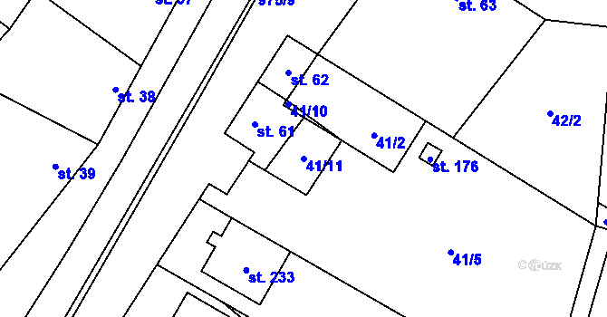 Parcela st. 41/11 v KÚ Němčice, Katastrální mapa