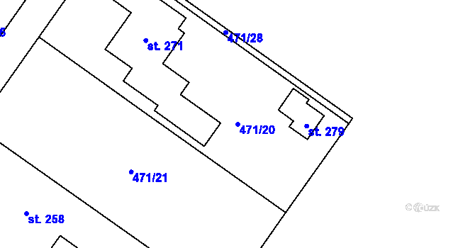 Parcela st. 471/20 v KÚ Němčice, Katastrální mapa