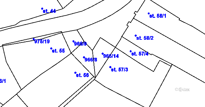 Parcela st. 966/14 v KÚ Němčice, Katastrální mapa