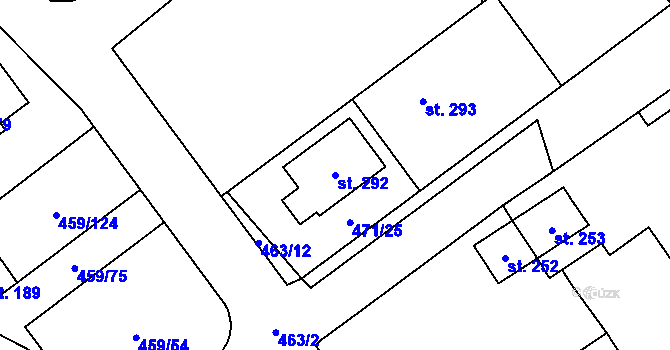 Parcela st. 292 v KÚ Němčice, Katastrální mapa