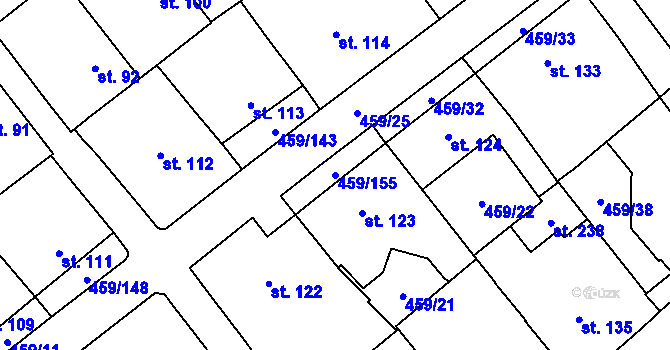 Parcela st. 459/155 v KÚ Němčice, Katastrální mapa