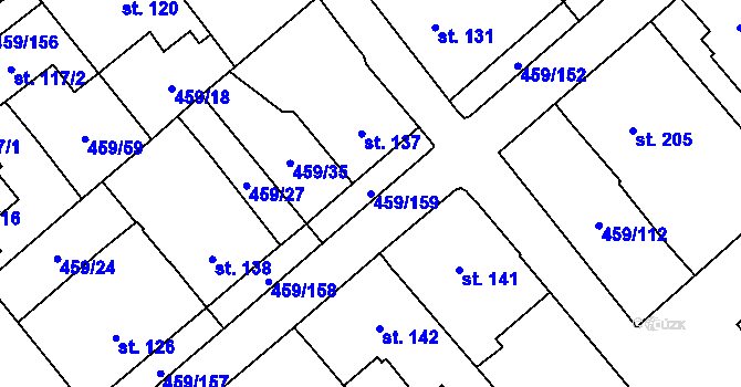 Parcela st. 459/159 v KÚ Němčice, Katastrální mapa