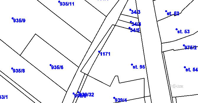 Parcela st. 1171 v KÚ Němčice, Katastrální mapa