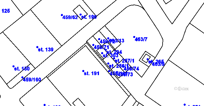 Parcela st. 303 v KÚ Němčice, Katastrální mapa