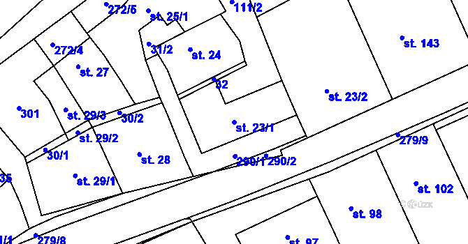 Parcela st. 23/1 v KÚ Němčice u Holešova, Katastrální mapa