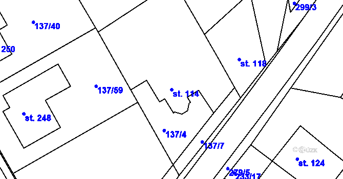 Parcela st. 114 v KÚ Němčice u Holešova, Katastrální mapa