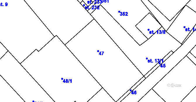Parcela st. 47 v KÚ Němčice u Holešova, Katastrální mapa