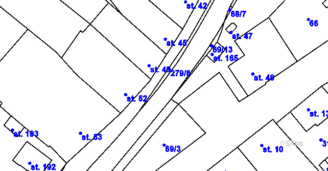 Parcela st. 68/1 v KÚ Němčice u Holešova, Katastrální mapa