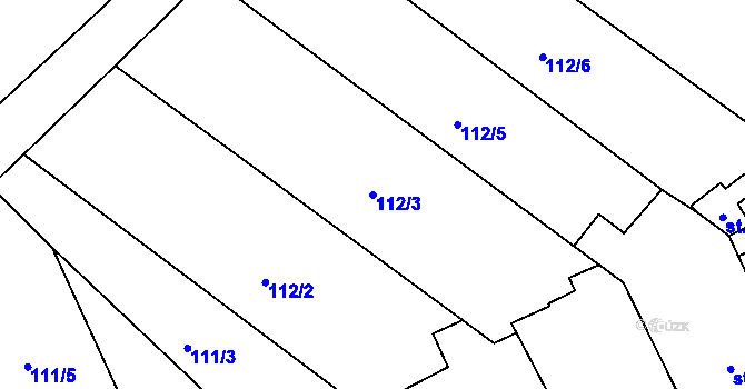 Parcela st. 112/3 v KÚ Němčice u Holešova, Katastrální mapa
