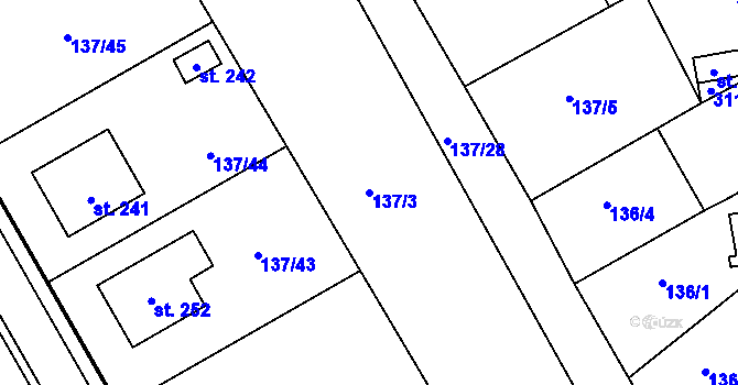 Parcela st. 137/3 v KÚ Němčice u Holešova, Katastrální mapa