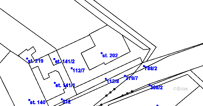 Parcela st. 202 v KÚ Němčice u Holešova, Katastrální mapa