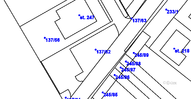 Parcela st. 137/62 v KÚ Němčice u Holešova, Katastrální mapa