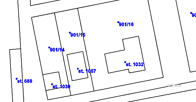 Parcela st. 901/16 v KÚ Němčice nad Hanou, Katastrální mapa