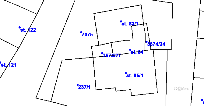 Parcela st. 3674/27 v KÚ Němčice nad Hanou, Katastrální mapa