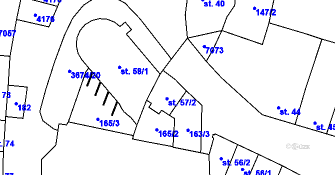 Parcela st. 57/2 v KÚ Němčice nad Hanou, Katastrální mapa