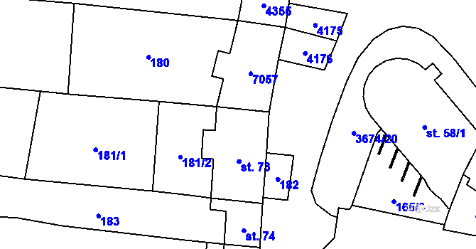 Parcela st. 73 v KÚ Němčice nad Hanou, Katastrální mapa