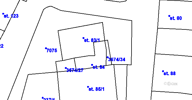 Parcela st. 84 v KÚ Němčice nad Hanou, Katastrální mapa